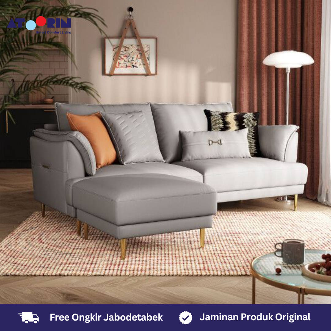 Haru Sofa in Grey (Two Seater with Chaisse)